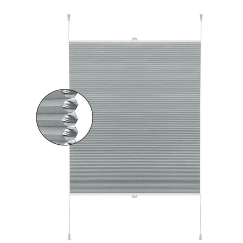 WOLTU Wabenplissee Verdunkelungsrollo ohne Bohren, Grau, B: 120 cm, H: 50 cm - Bild 2