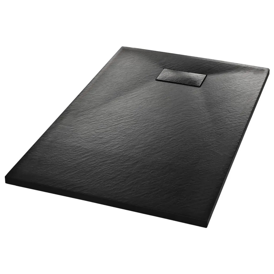 vidaXL Duschwanne aus Mineralguss in Schwarz, rechteckig, B/T: 100 x 80 cm - Bild 2
