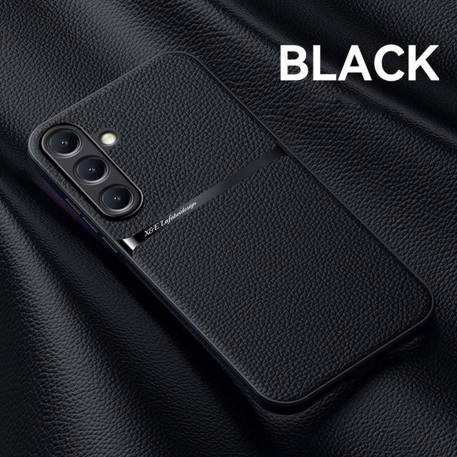 Ultra-dünne Leder Handyhülle mit Matt-Effekt und Magnetischem Schutz für Samsung Galaxy A57 A37 A1 A56 A36 A16 A55 A35 A25 A15 A54 A53 A52 in Schwarz - Bild 1