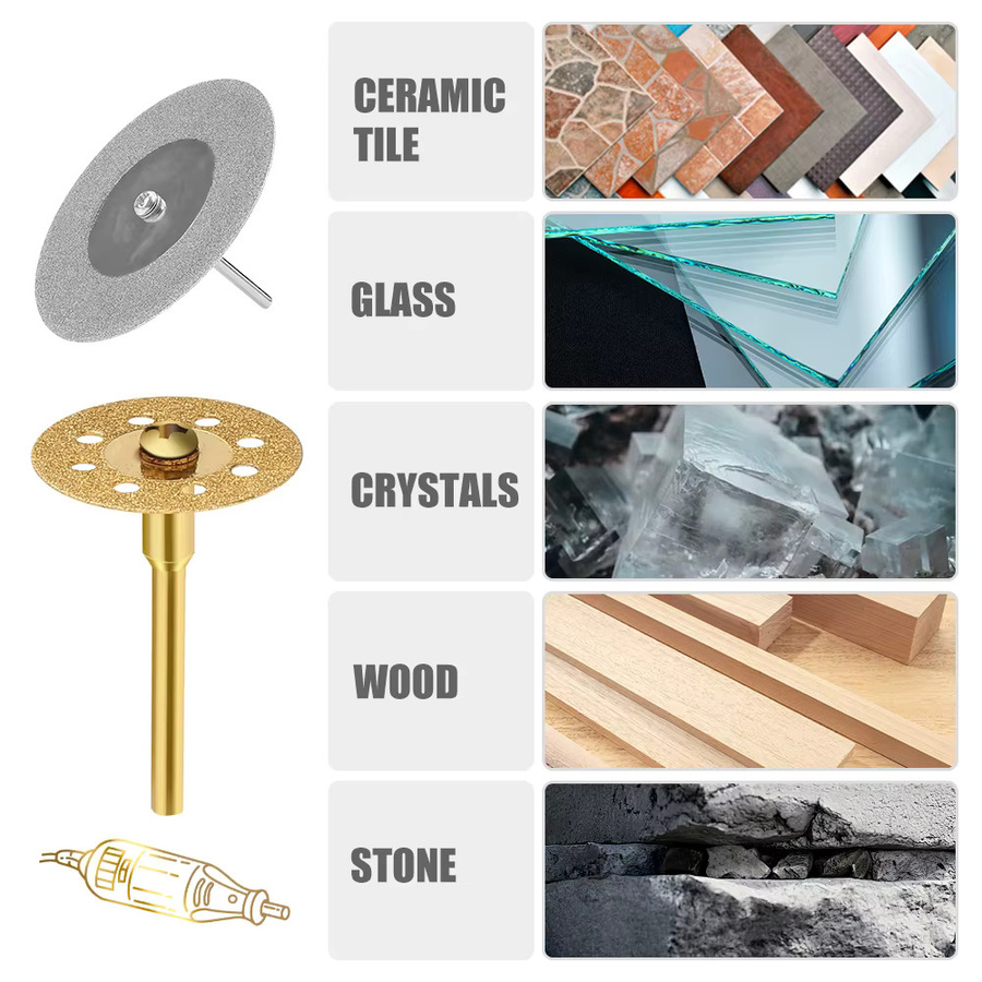XCAN Diamant-Schleifköpfe und Diamant-Trennscheiben Set, 10 Stück, Schaft: 3,0 mm, passend für Dremel-Schleifwerkzeuge - Bild 3