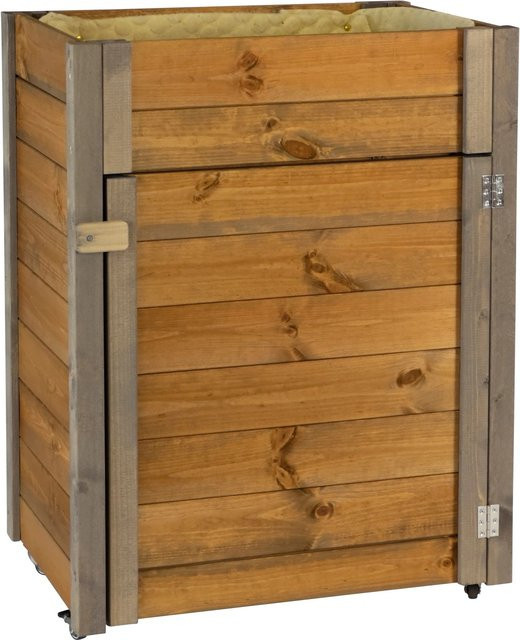 Dobar Rollbarer Gartenschrank mit Pflanzkasten in Braun/Grau aus FSC-zertifiziertem Holz, Höhe: 135 cm, Breite: 135 cm, Tiefe: 135 cm - Bild 1