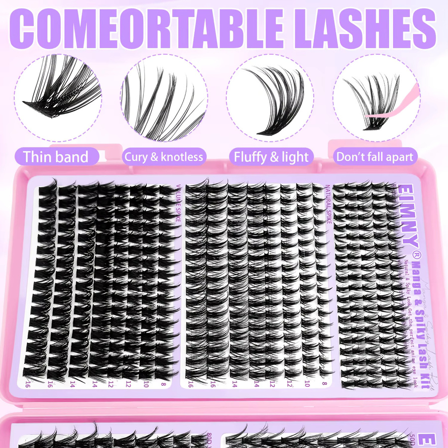 EIMNY Manga & Spiky Lash Kit DIY Cluster Wimpernverlängerung, Black, Unisex - Bild 5