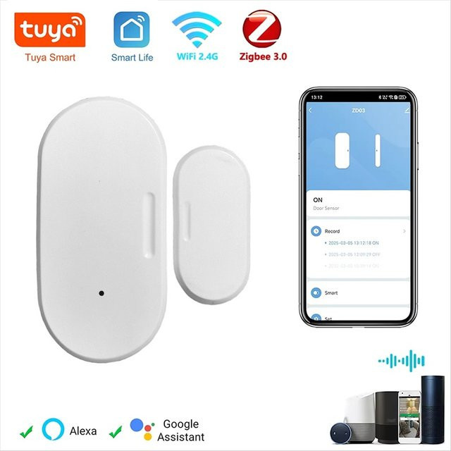 Tuya Smart Tür- und Fenster-Magnetsensor in Weiß für Alexa und Google Home zur Sicherheit in deinem Smart Home - Bild 1