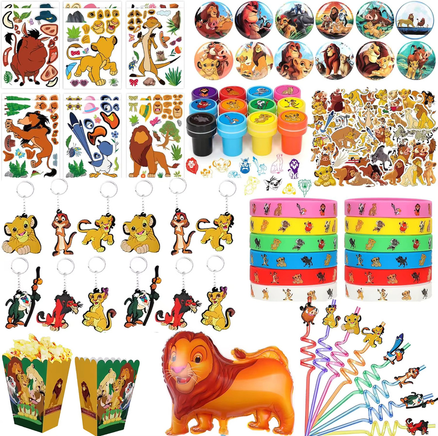 Simba Mitbringsel, Tier-Löwenmasken, Aufkleber, Schlüsselanhänger, Strohhalme, Slap-Armbänder, Geschenktüten - Bild 2