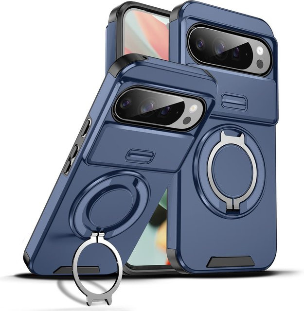 Magnetische Kameraschutzhülle für Google Pixel 9 Pro XL 5G und Pixel 9a mit Ringabdeckung in Grau - Bild 1
