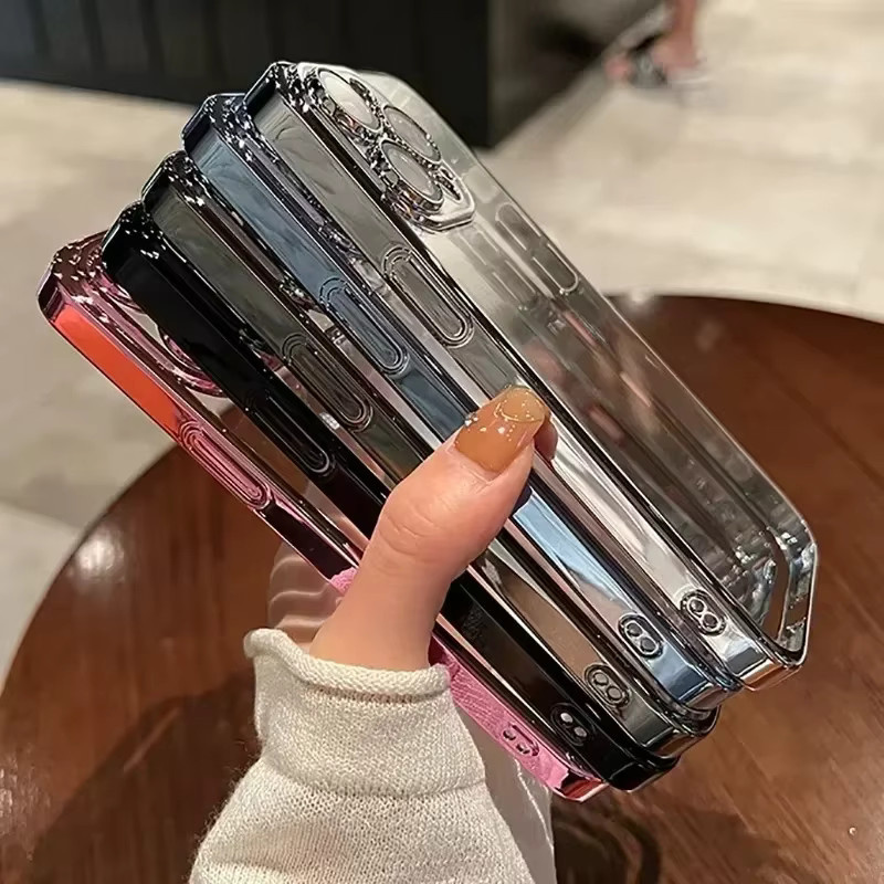 EIENACOCO Transparente Silikonhülle mit Linsenschutz für iPhone 12 bis iPhone 17 Air Pro Max Plus, Schwarz - Bild 3