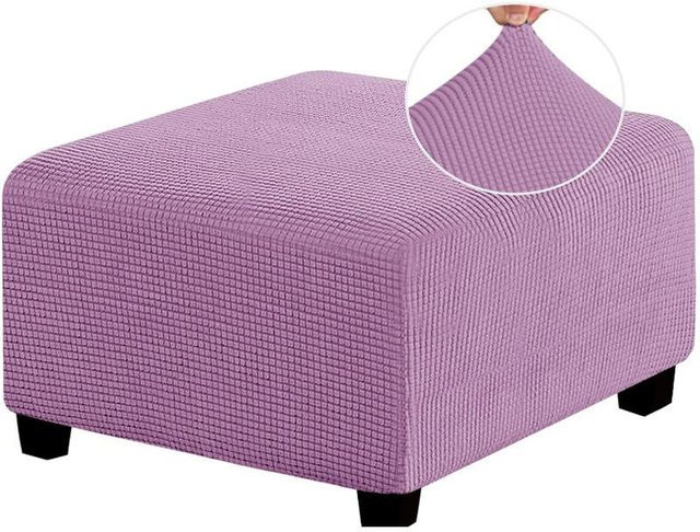 Universeller Hockerbezug in Lila, quadratischer Sofabezug aus Polyester und Elasthan, Höhe: 34-45 cm, Breite: 38-45 cm - Bild 1