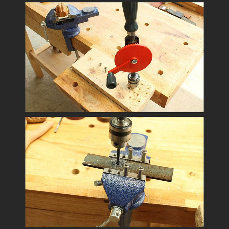 Kkmoon Handkurbelbohrmaschine aus Stahl in Rot, tragbare Mini-Handbohrmaschine mit Doppelritzeln für Holz, Kunststoff, PVC und Glasfaser - Bild 6
