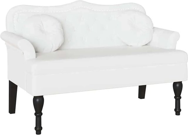 vidaXL Chesterfield Bank mit Kissen in Weiß aus Kunstleder, B/T/H: 120,5 x 65 x 75 cm - Bild 1