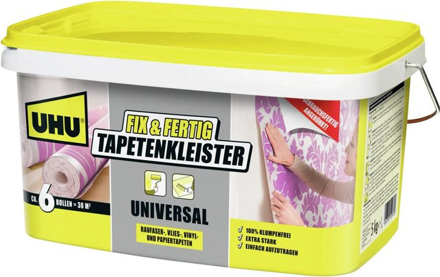 UHU Tapetenkleister Fix & Fertig Universal wasserbasiert für Papier und Vlies, 5 kg - Bild 1