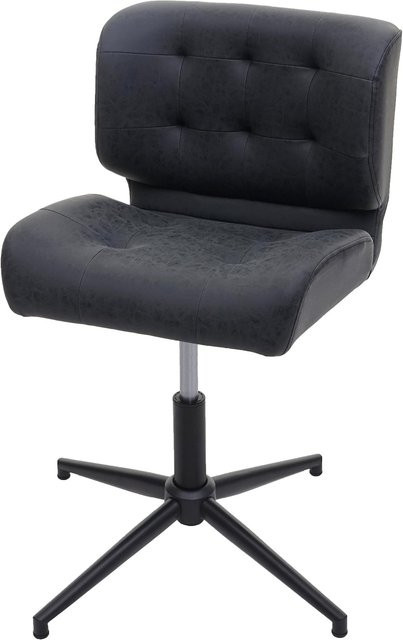 MCW Esszimmerstuhl MCW-H42 Drehstuhl aus Kunstleder in Vintage Dunkelgrau mit schwarzem Fuß und Höhenverstellung - Bild 1