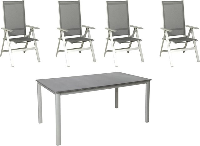 Acamp Gartenmöbel Set Urban bestehend aus 4 Klappsesseln und 1 Tisch Acaplan Loft in Platin-Schiefer Grau - Bild 1