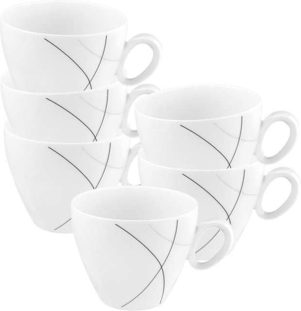 Seltmann Weiden Kaffeetassen Trio Highline aus Porzellan, Weiß, 6er Set, 0,23 l pro Tasse - Bild 1