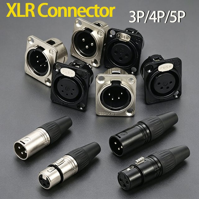JCD XLR Audio Adapter Set mit männlichem Stecker und weiblicher Buchse in Silber für professionelle Mikrofonkabel (3/4/5-polig) - Bild 1