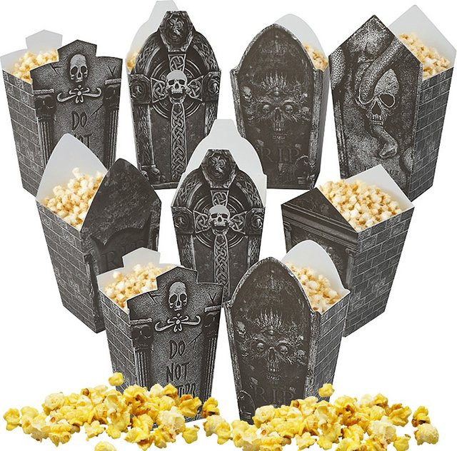 ZQNYCY Halloween Grabstein Popcorn-Boxen in Grau und Multicolour, Süßigkeitenbehälter für Kinder und Partyzubehör, 6 oder 12 Stück - Bild 1