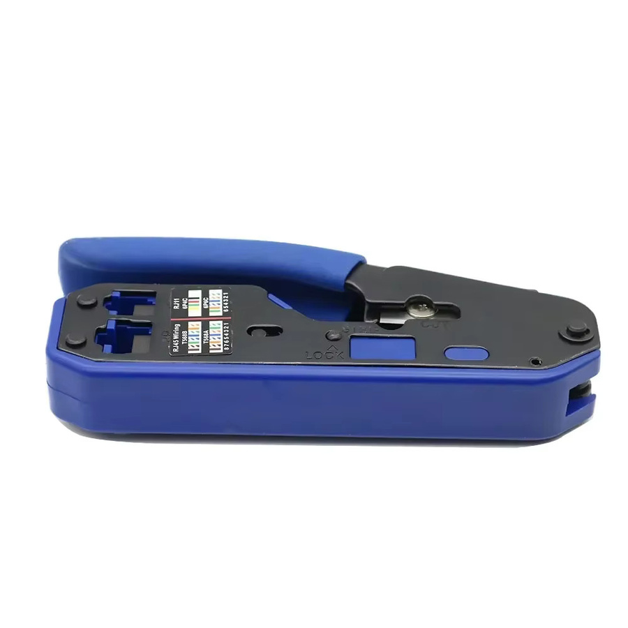Ninth World Netzwerk Crimper Werkzeug Set für RJ45 Cat6 Cat5E Cat5 sowie RJ11 RJ12 in Schwarz und Blau - Bild 2