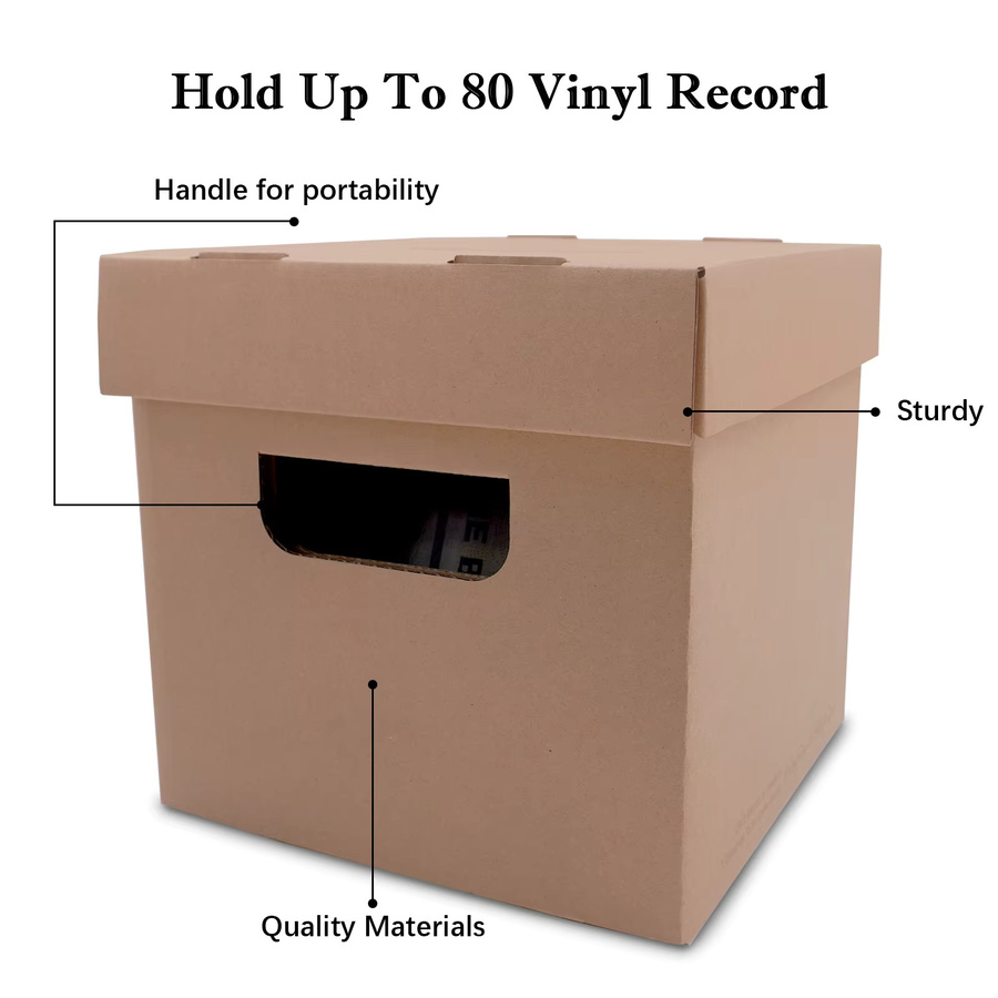 Multifunktionale Aufbewahrungsbox für CDs aus braunem Vinyl und Karton, staubdichte Organizer-Box, Breite: 17,78 cm, Höhe: 21,59 cm - Bild 4