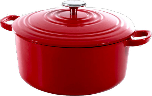 BK Bourgogne Bräter aus emailliertem Gusseisen, Chili-Rot, Durchmesser: 24 cm - Bild 1