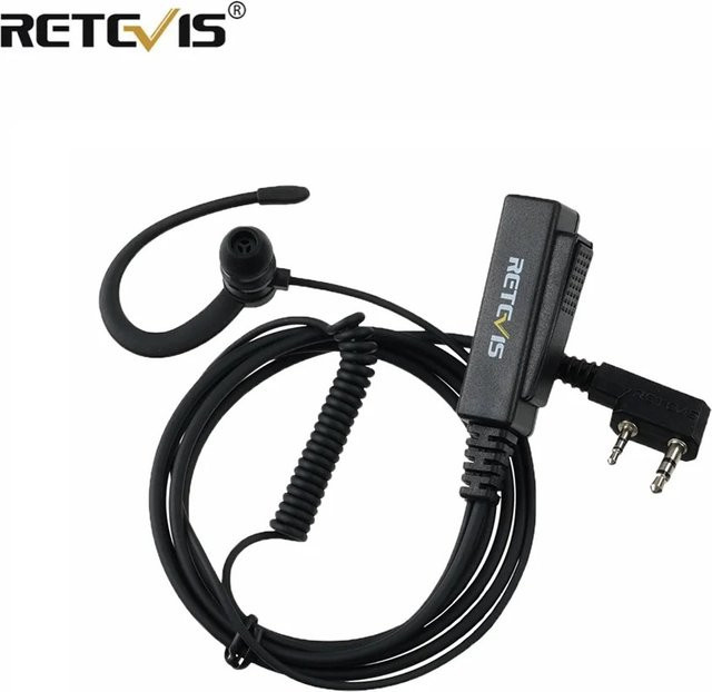 Retevis Walkie Talkie Ohrhörer mit 2Pin Anschluss, Weiches Ohrbügel Headset mit PTT und HD Lautsprecher in Schwarz für Kenwood, Baofeng UV 5R und Quansheng UV K5, Modell EEK023 - Bild 1