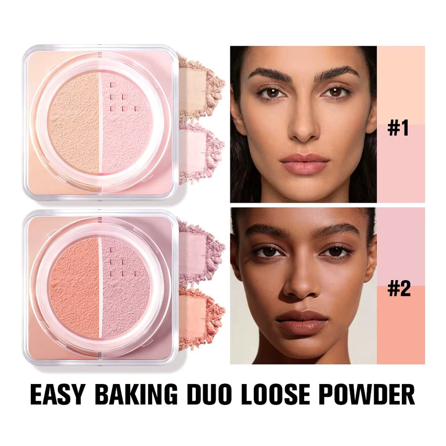 Huda Bake Loose Powder Brightening & Correcting Duo, Mattierendes Puder - Bild 2