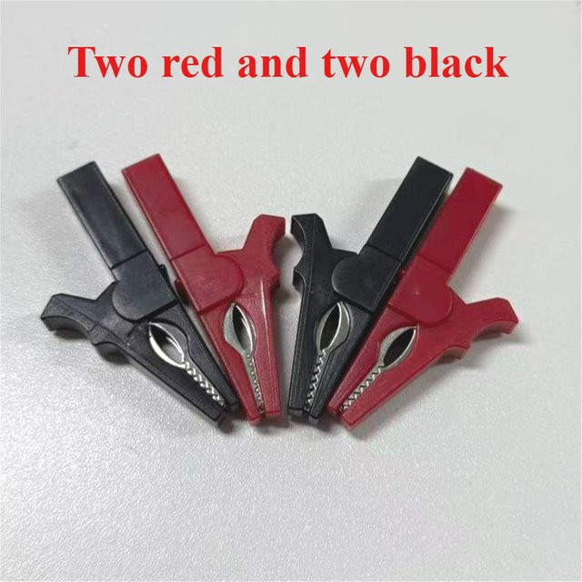 4er-Set Batterie Test Clips mit 55mm Alligator Clips und 4mm Bananensteckern für Multimeter Messkabel Sonden - Bild 1