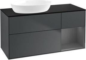 V&B Waschtischunterschrank Finion mit Wandbeleuchtung, Breite: 120 cm, Tiefe: 50,1 cm, Höhe: 50,1 cm, lackiert, matt blau - Bild 1