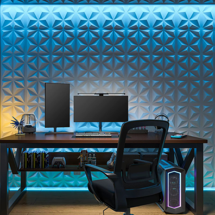 20 Stück 3D Wandpaneele mit geometrischer Struktur in Weiß für deine Wanddekoration, B/B: 50 x 50 cm - Bild 4