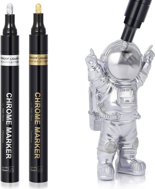 Kissbuty Chrom Spiegel Marker Silber 2mm Permanent Marker für DIY Kunst und Handwerk - Bild 1