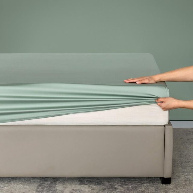 Hochwertiges Spannbettlaken aus Bambusfaser mit Gummizug, antibakteriell und milbenabweisend, B/T/H: 90 x 190 x 30 cm - Bild 1
