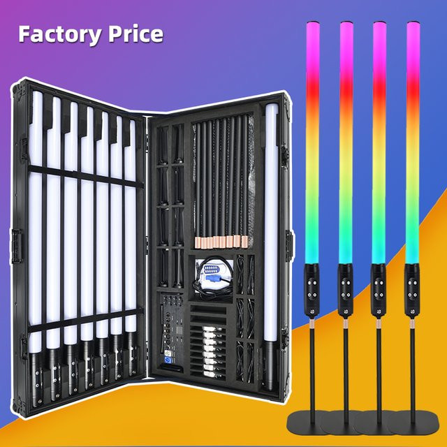 8 Stück REIZ Akku-Wireless-Uplights mit DMX WiFi-Steuerung, IP65 Wasserdichte 360 Pixel Tube LED-Clubbeleuchtung in Schwarz und Multicolour für DJ-Partys und Garten-Events - Bild 1