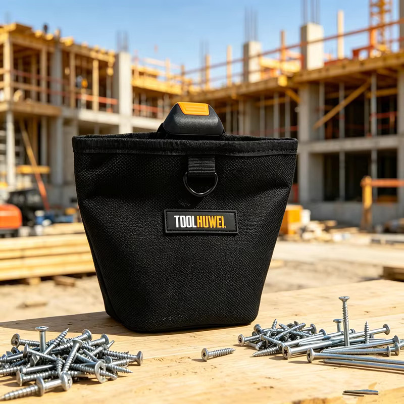 TOOLHUWEI Werkzeugtasche für Nägel und Schrauben, wasserdichte Hardware-Gürteltasche aus Oxford-Material in Schwarz - Bild 3