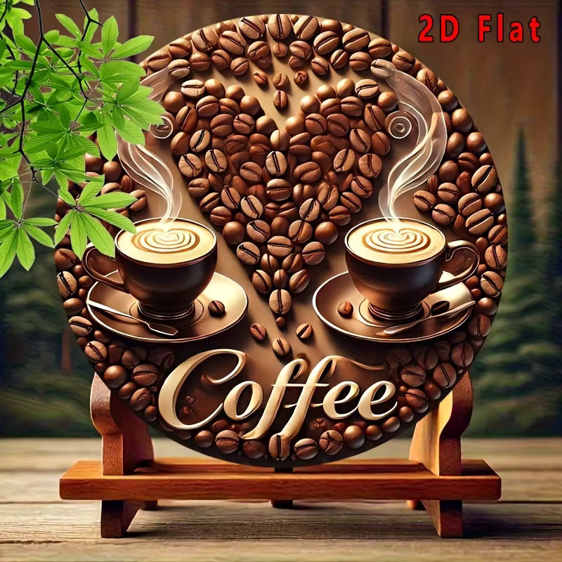 Potdemiel Aluminium-Wandkunstschild Kaffeelegeisterte in Braun, Quadratisch, B/H: 20,32 x 20,32 cm - Bild 6