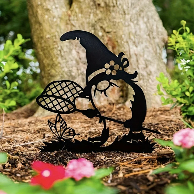 Schwarze Metall-Gartenstecker Santa Silhouette als Weihnachtsdekoration für Garten und Außenbereich - Bild 1