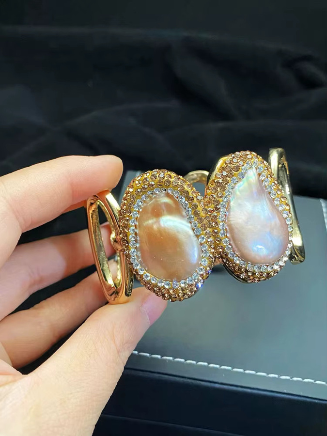 Mutu Manschettenarmband, Perle, Kristall, Gold, Damen - Bild 3