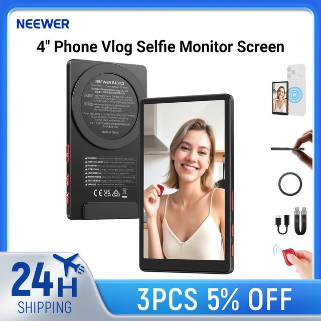NEEWER 4-Zoll Handy-Vlog-Selfie-Monitor für Smartphones mit Fernbedienung in Schwarz - Bild 1