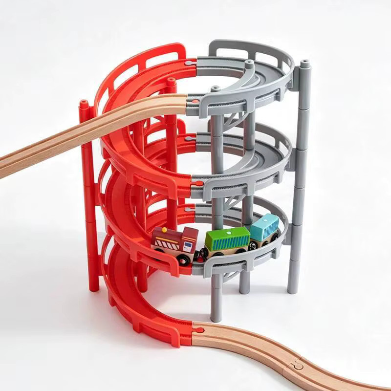 YunDuo BaBy Mehrschichtige Plastik-Spiralsteigbahn, Holzeisenbahn-Zubehör - Bild 1