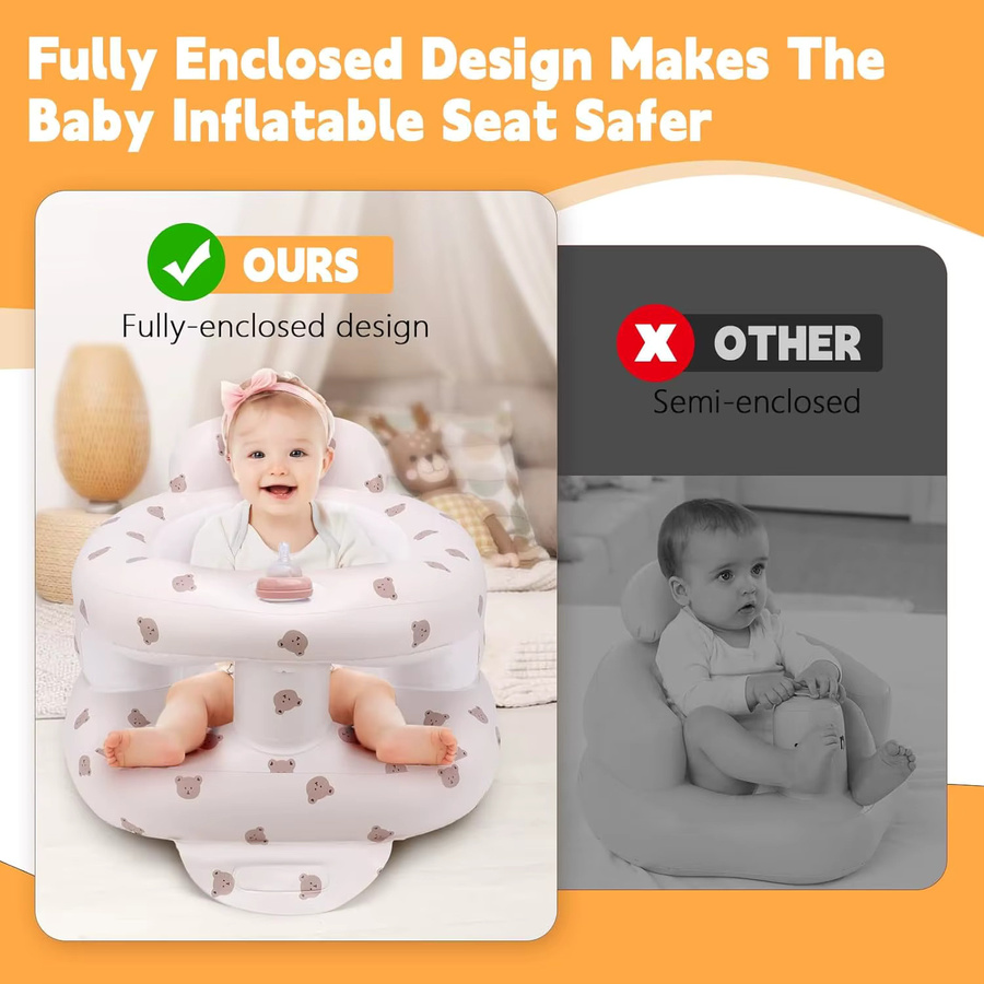 Aufblasbarer Babysitz für 6–12 Monate in Weiß mit integrierter Luftpumpe und tragbarem Design - Bild 2