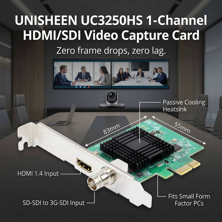 UNISHEEN Vmix OBS Streaming Live-Übertragung PCIe Video-Capture-Karte mit HDMI und SDI für HD 1080P unter Linux - Bild 2