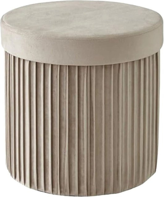 Relaxdays Sitzhocker aus Samt in Beige mit Stauraum, faltbar, B/T/H: 38 x 38 x 38 cm - Bild 1