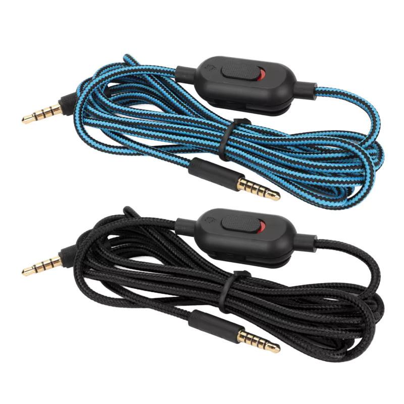 Gaming-Headset-Kabel für Logitech G Pro, G Pro X, G433 und G233 mit Lautstärkeregelung und Stummschaltung, schwarz, gewebtes Kopfhörerkabel - Bild 4