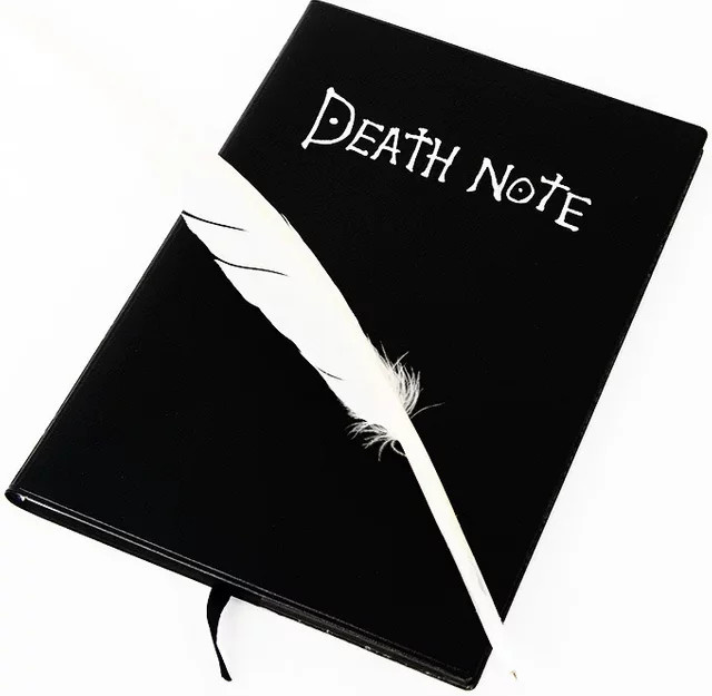 Bandai Death Note Anime Notizbuch-Set mit Leder-Tagebuch, Halskette und Federstift in Schwarz - Bild 1