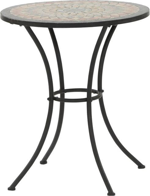 Siena Garden Gartentisch Prato Rund mit Keramikplatte und Stahlgestell in Schwarz und Mehrfarbig, Durchmesser: 60 cm, Höhe: 71 cm - Bild 1