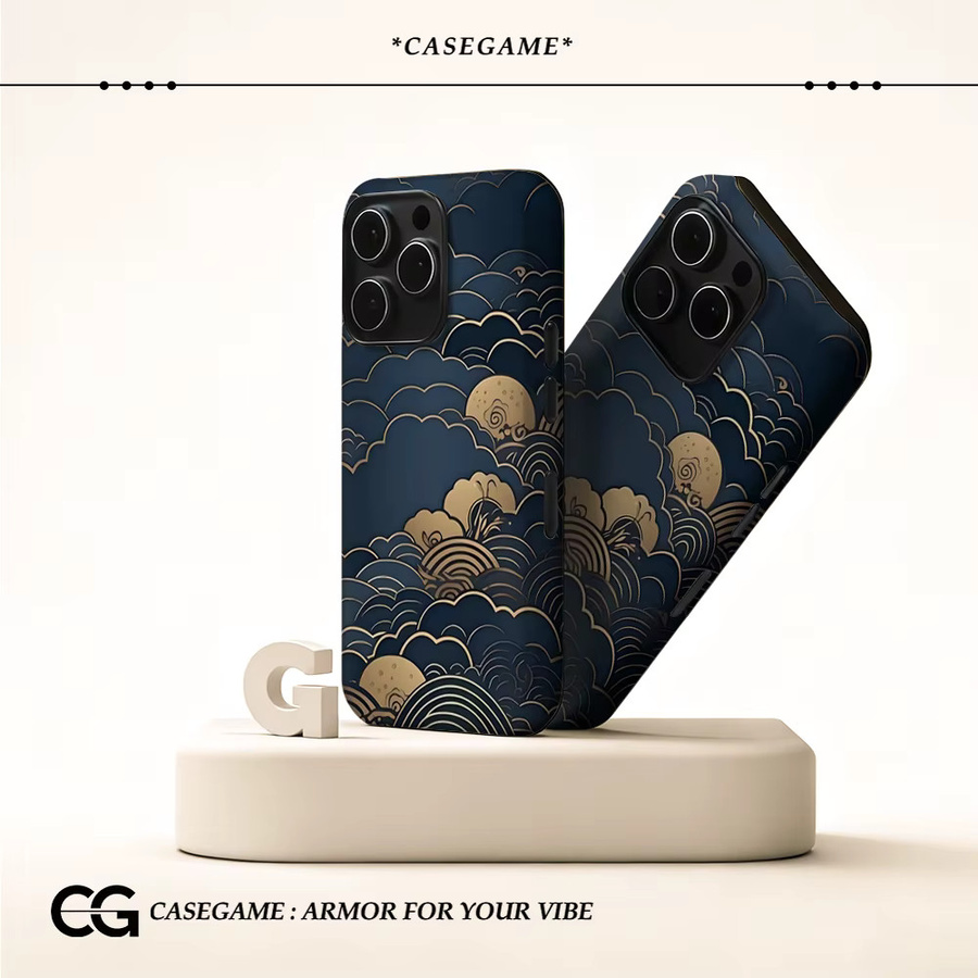 Potdemiel Midnight Cloud Gild iPhone Handyhülle Double-Layer Tough Case in Blau für iPhone 17 16 15 14 13 Pro Max Plus - Bild 2