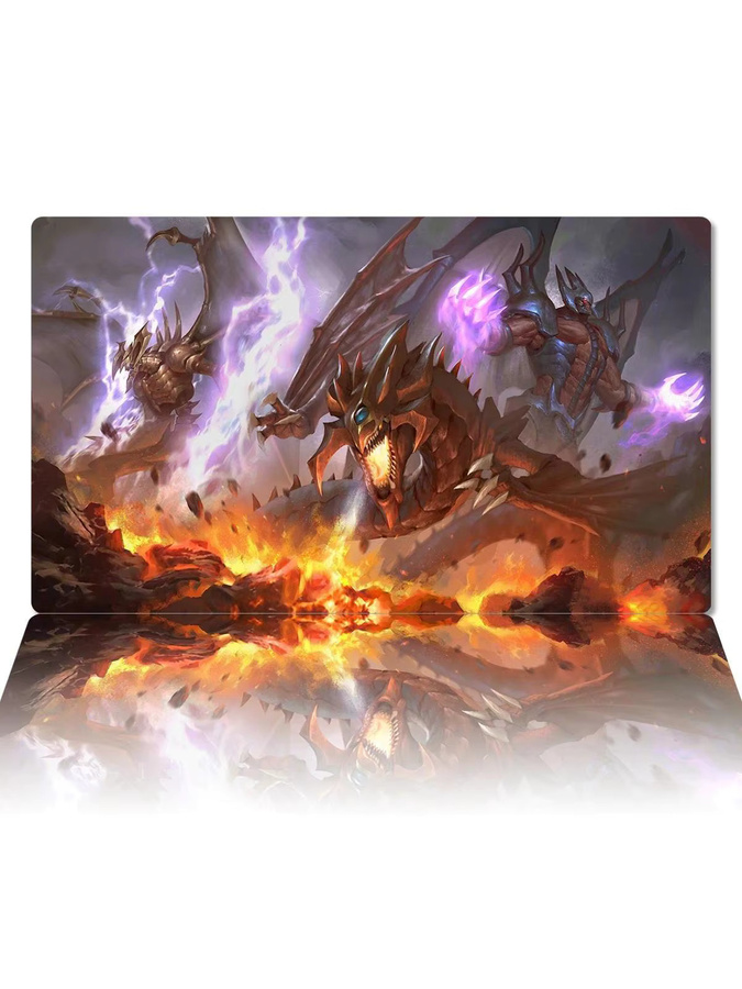 YANFU YuGiOh Spielmatte The Sacred Beasts & Uria, Lord of Searing Flames Anime Mauspad Schreibtischunterlage Multicolor - Bild 1