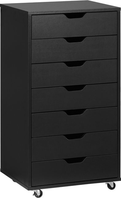 Vinsetto Bürocontainer von Aosom in Schwarz mit 7 Schubladen auf Rollen, B/T/H: 47,5 x 39,5 x 90 cm - Bild 1