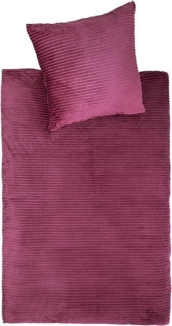 Viva Domo Cord-Kuschelbettwäsche Cashmerelike, 2-teilig, Rot und Lila, B/H: 135 x 200 cm - Bild 1