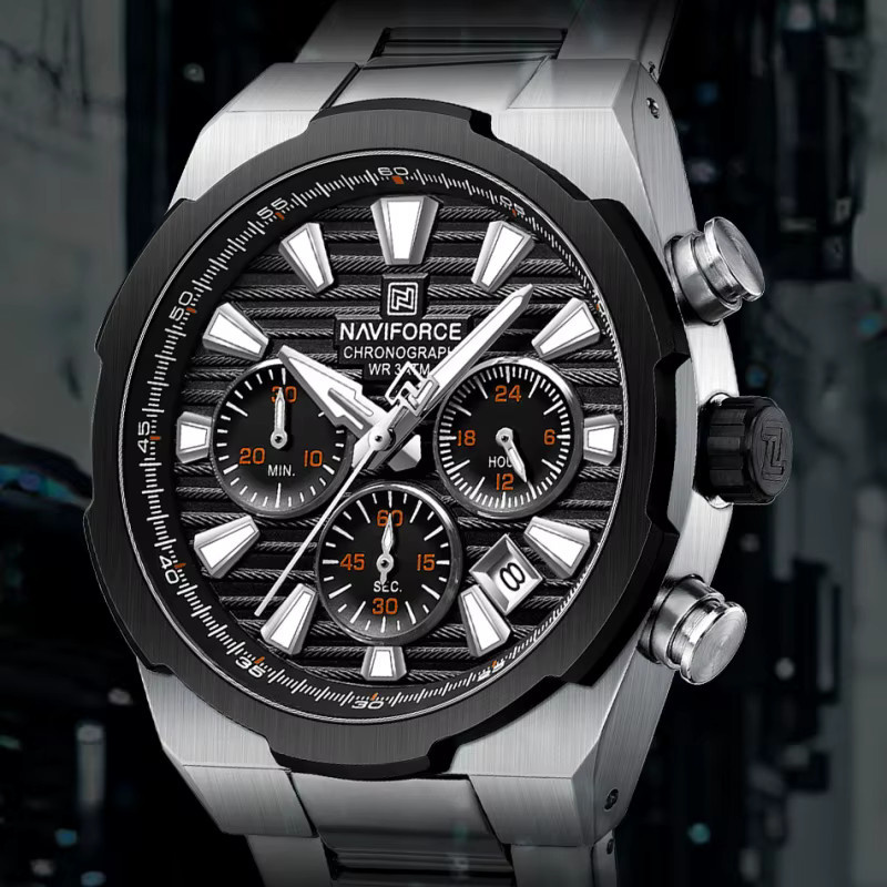 NAVIFORCE Chronograph, Quarz, Edelstahl, Schwarz, Herren - Bild 3