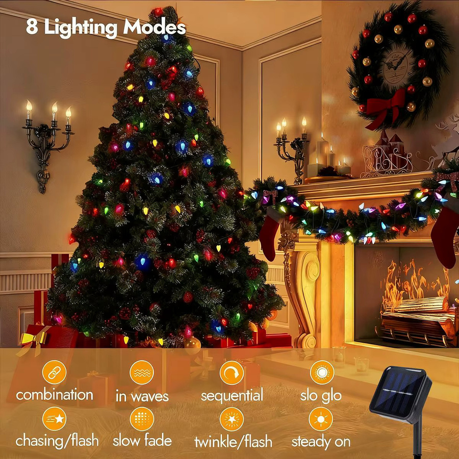 Peach Forest Solar Erdbeere LED Lichterkette mit 50 LEDs in Multicolour, wasserdichte Fee Lights mit 8 Modi für Weihnachtsbaum und Garten-Dekoration - Bild 3
