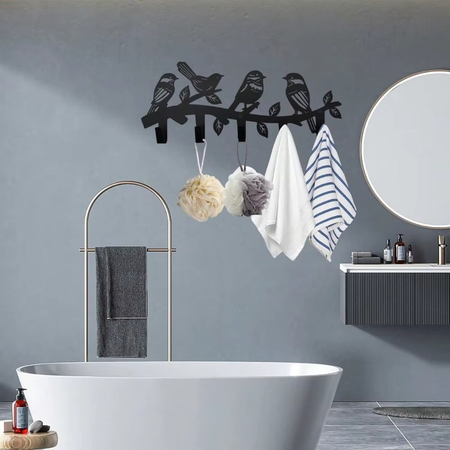 CIFBUY Wandhaken in Vogelform aus Metall in Schwarz als Tiermotiv-Mantel- und Schlüsselhalter für Flur und Büro - Bild 6