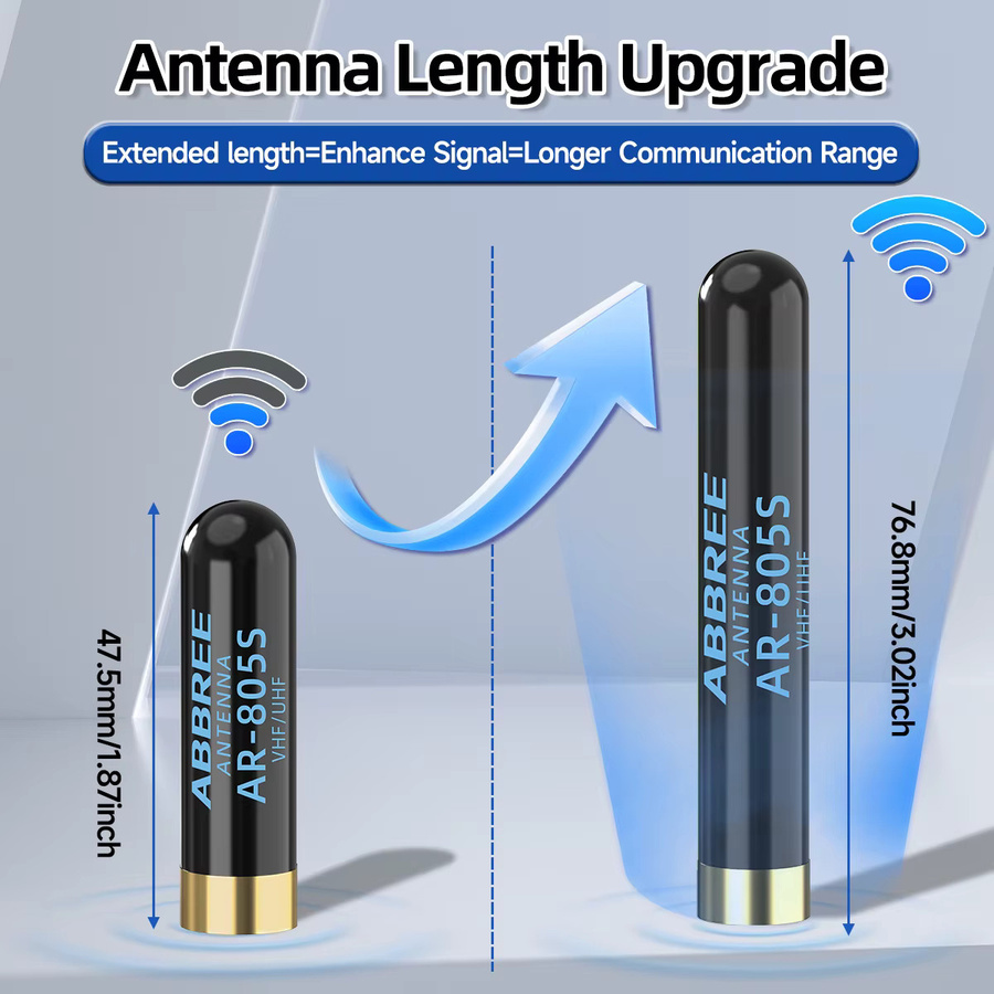ABBREE AR-805S Hochleistungs-Dualband-Antenne mit SMA-Stecker in Schwarz für YAESU Vertex VX-3R VX-6R 7R und Baofeng UV-3R Amateurfunk - Bild 5